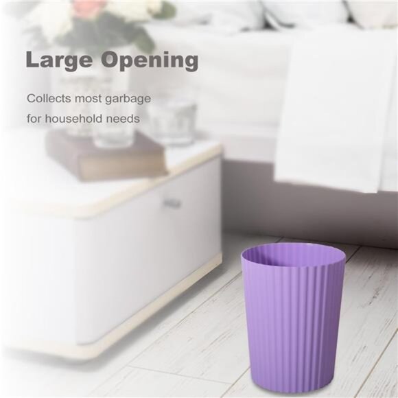 Small Trash Can Plastic Wastebasket Round Garbage Container Bin for Bathroom - Picture 3 of 7